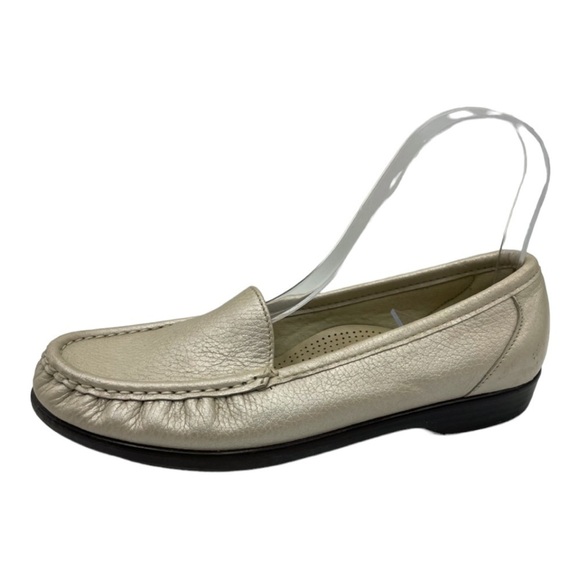 SAS Simplify Lusso Gold Loafers Flats Loafers Moc Tripad Comfort Leather Size 7N - Picture 1 of 16